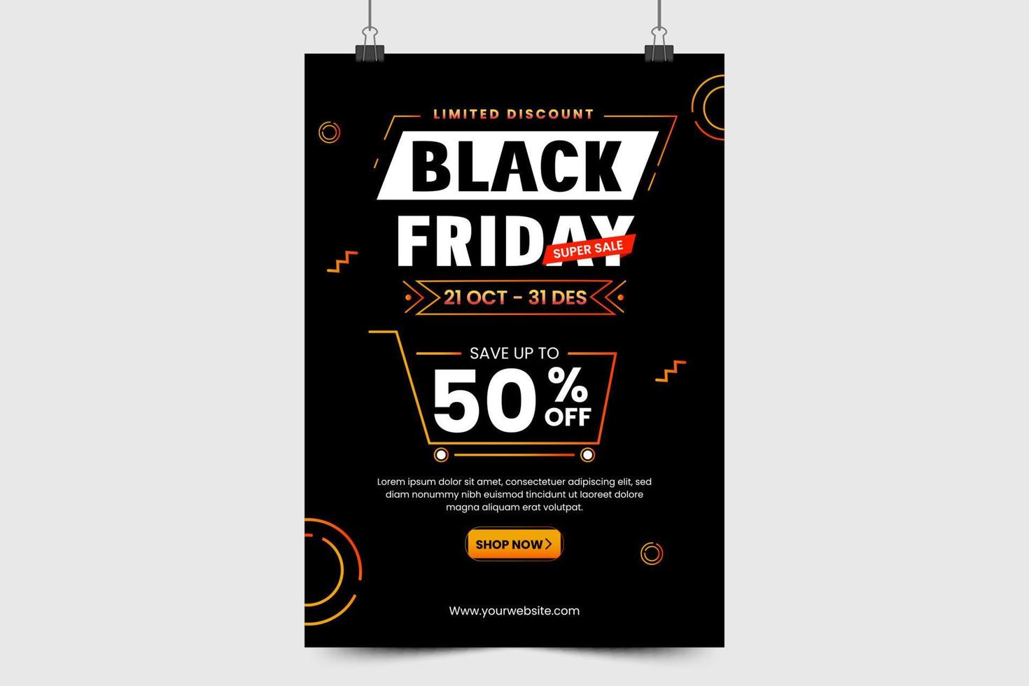 svart fredag försäljning affisch eller flygblad design mall vektor