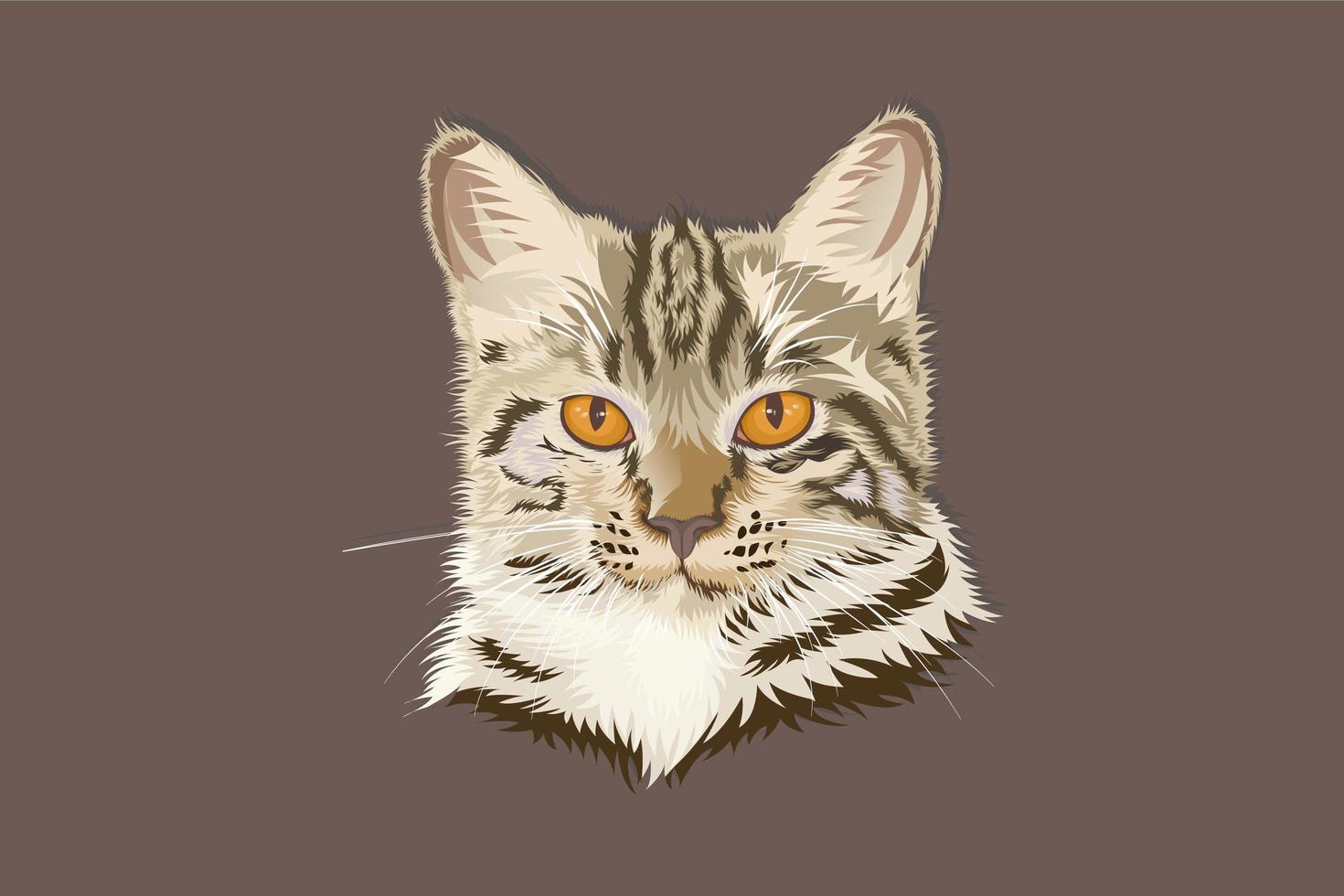 realistische Arthandzeichnung des Katzenkopfes vektor