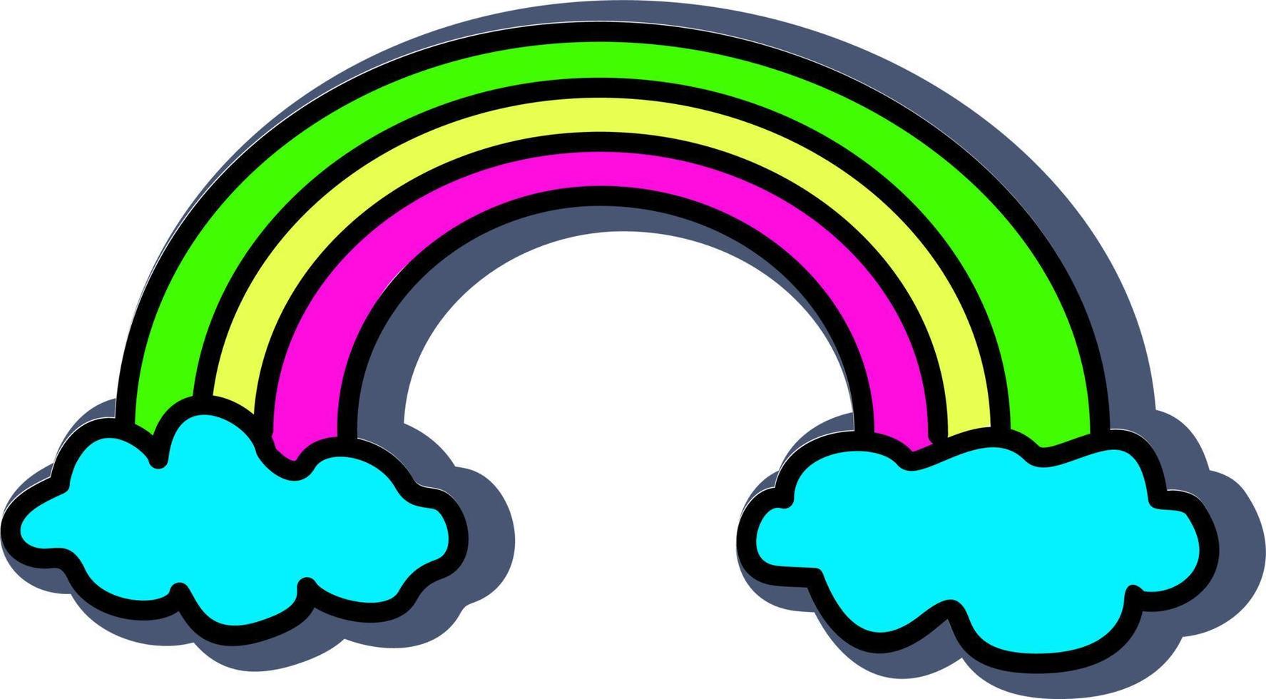 Wolke mit Regenbogensymbol. Aufkleber. psychedelischer retro Regenbogen surrealer Elementaufkleber vektor