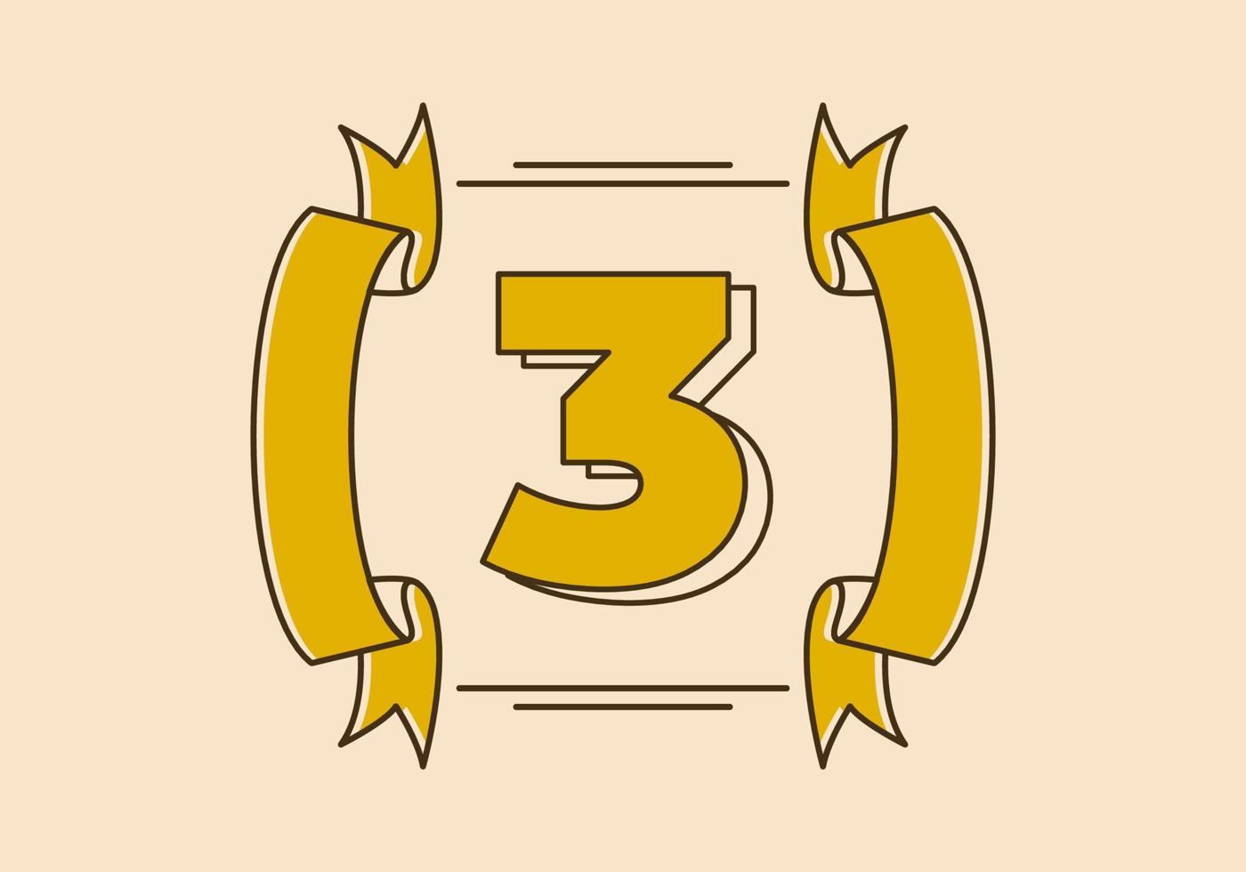 retro ram illustration med siffra tre i den vektor