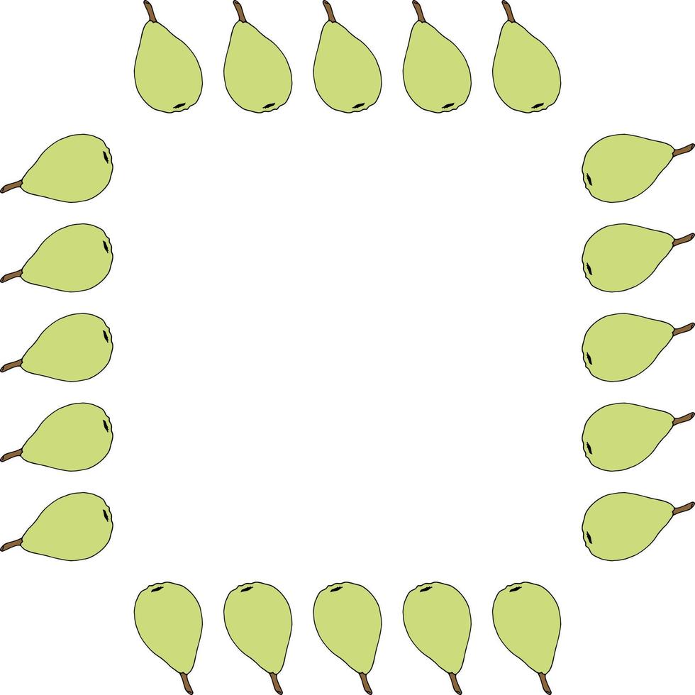 fyrkant ram med grön päron på vit bakgrund. vektor bild.