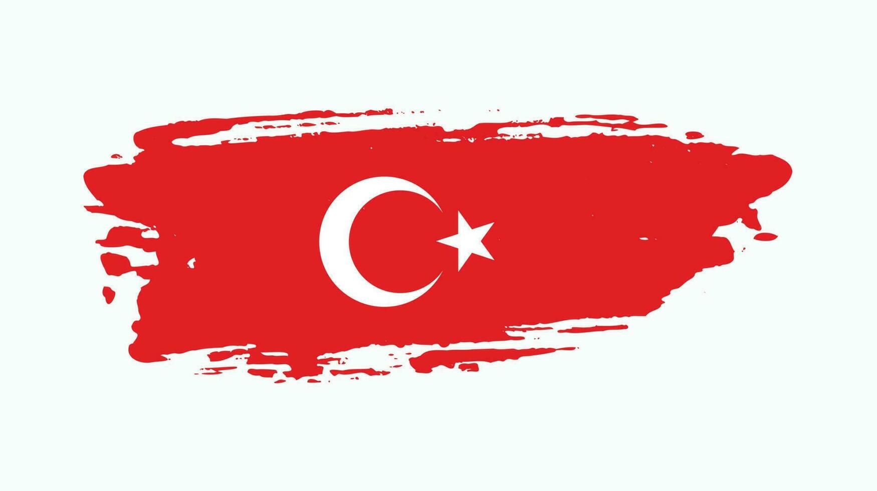 handgemalter abstrakter türkei-weinlese-flaggenvektor vektor