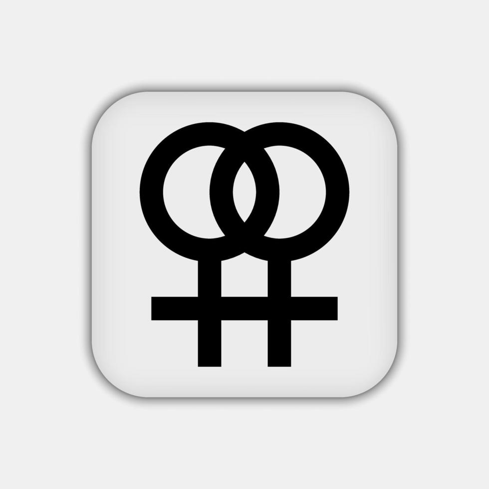dubbel kvinnlig symbol, lesbisk relation. vektor illustration.