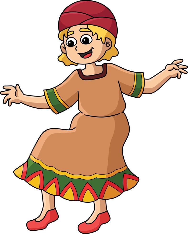 kwanzaa flicka spelar djembe tecknad serie ClipArt vektor