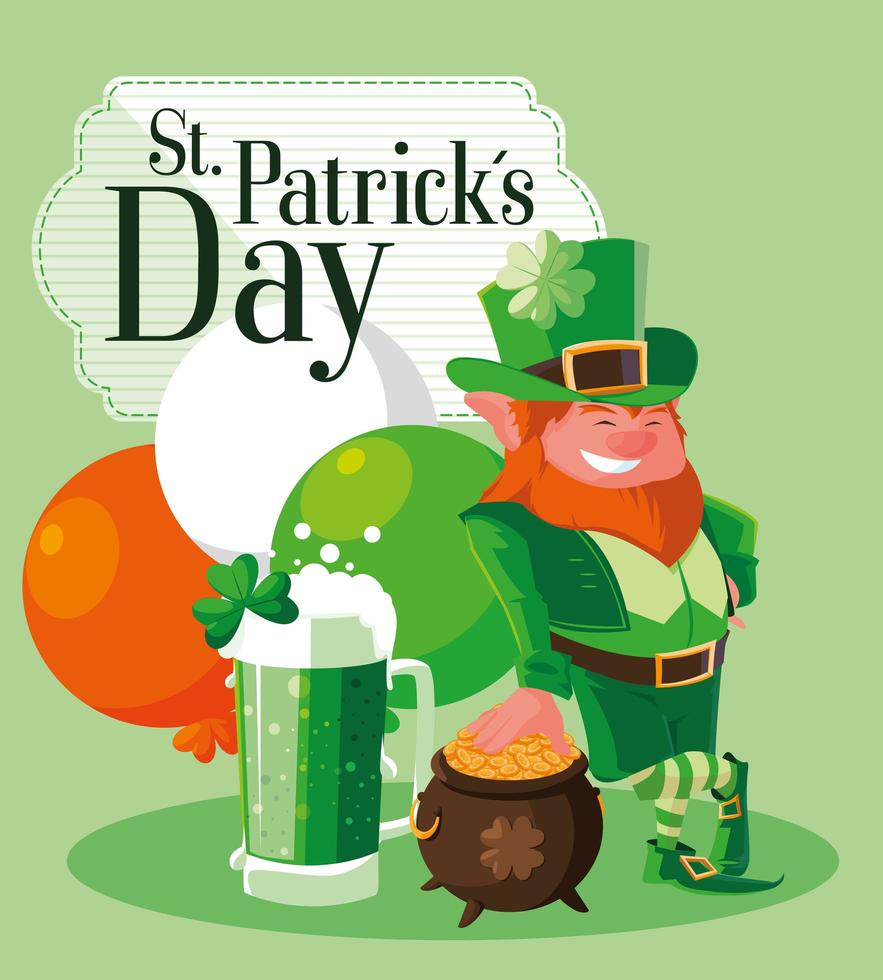 St. Patrick Day mit Kobold und Ikonen vektor