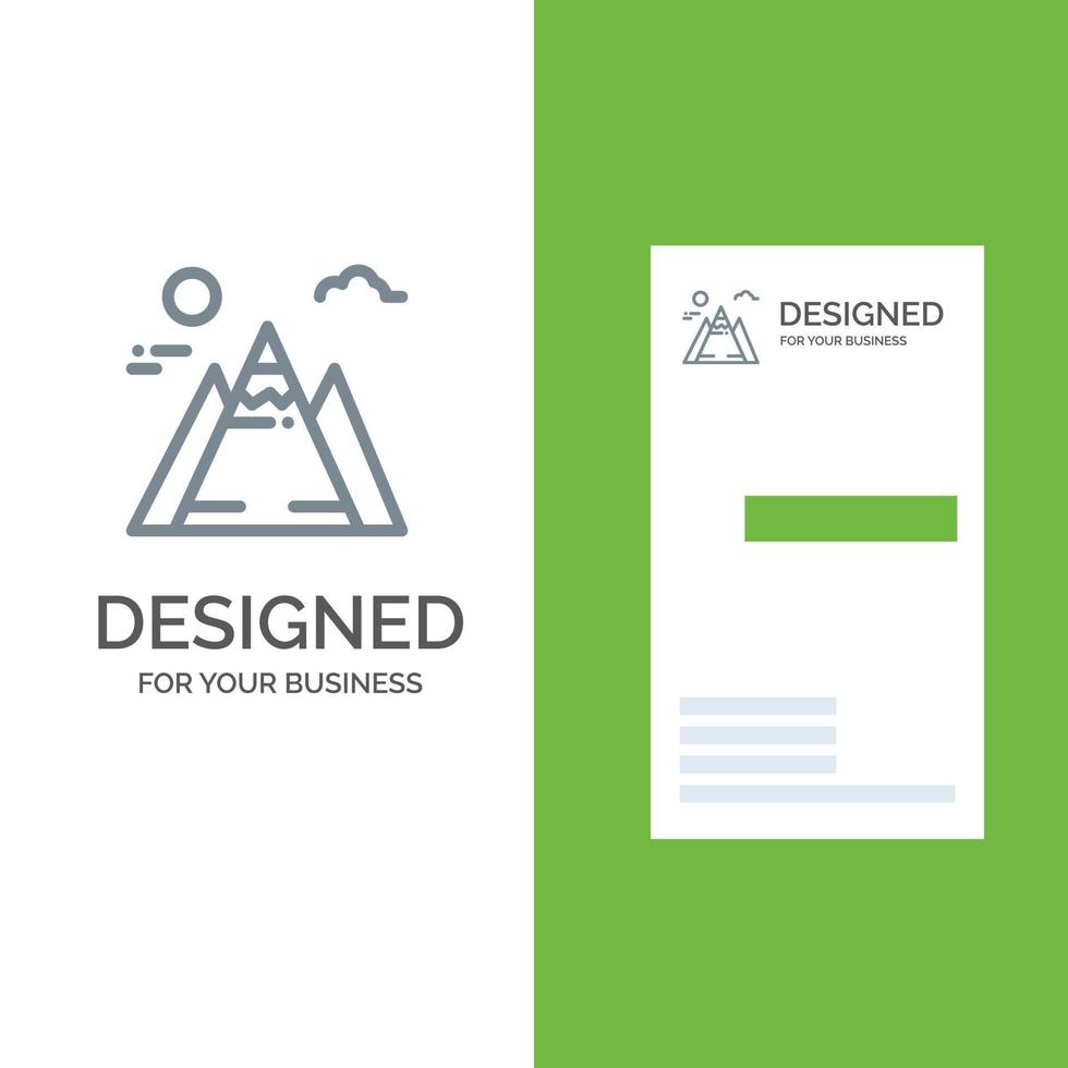 landskap berg Sol grå logotyp design och företag kort mall vektor