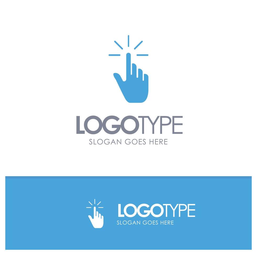 klick finger gest gester hand kran blå fast logotyp med plats för Tagline vektor