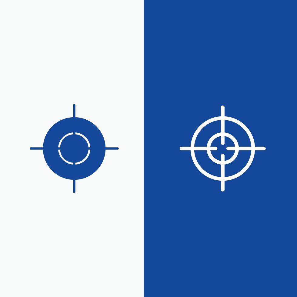Zielschnittstellenlinie und Glyphe solides Symbol blaues Banner Linie und Glyphe solides Symbol blaues Banner vektor