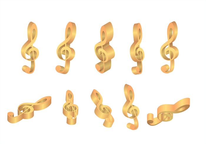 Violine Key Gold Icons Vektoren