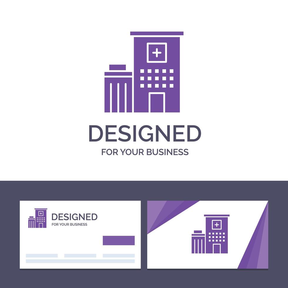 kreativ företag kort och logotyp mall sjukhus byggnad klinik medicinsk vektor illustration
