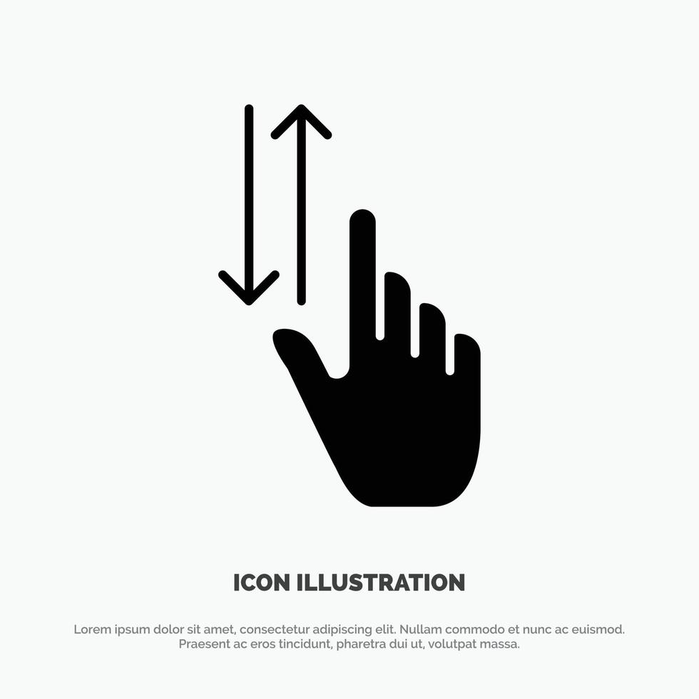 Fingergesten Hand hoch runter solider Glyphen-Icon-Vektor vektor