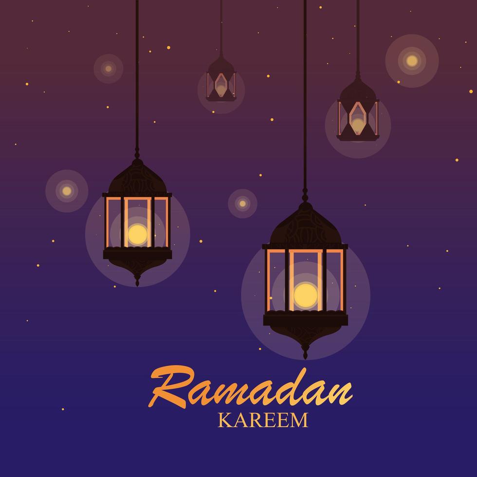 ramadan kareem lampor hängande traditionella vektor