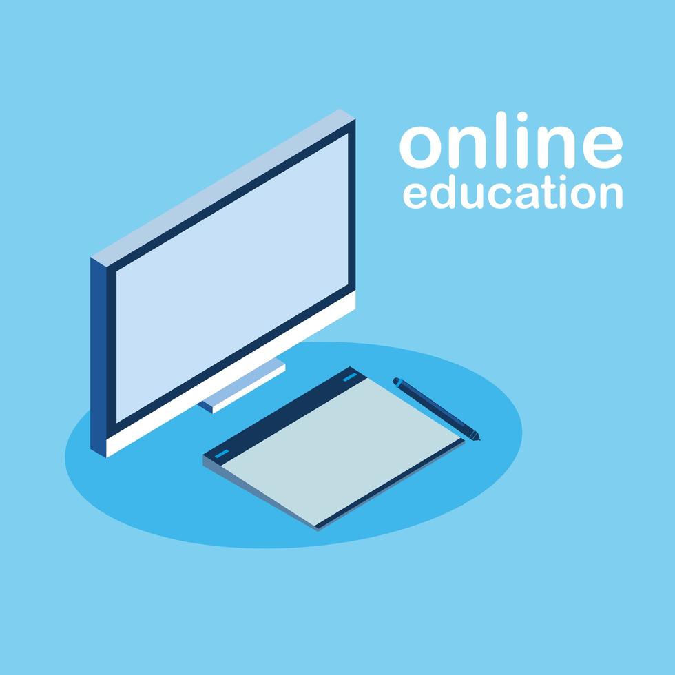 Online-Bildung mit Desktop vektor