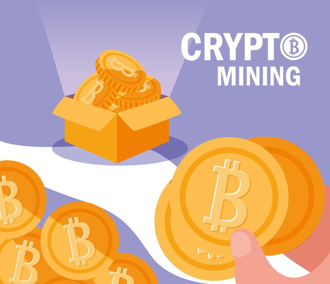 Crypto Mining Bitcoin-Symbole vektor