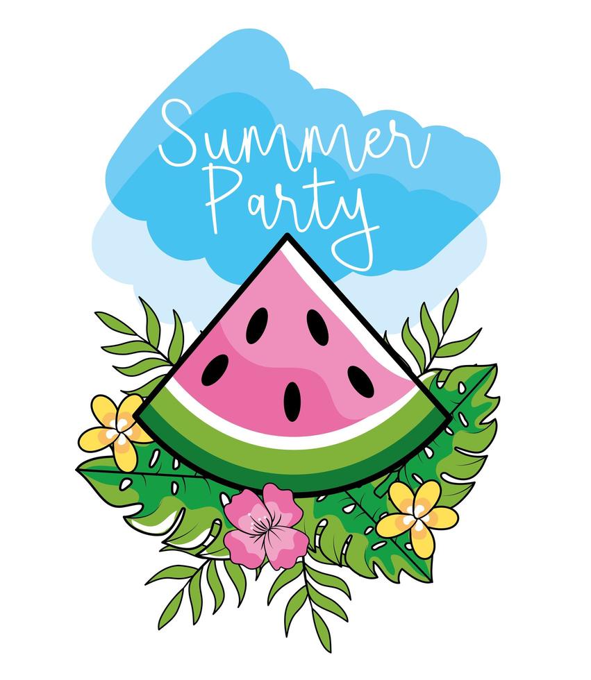 sommarfestdesign med vattenmelonfrukt vektor