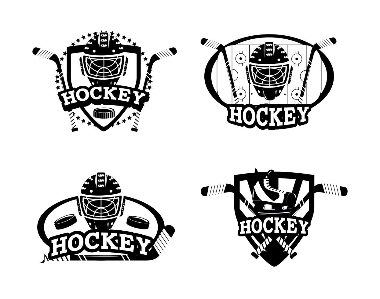 uppsättning hockey silhuett emblem ikoner vektor
