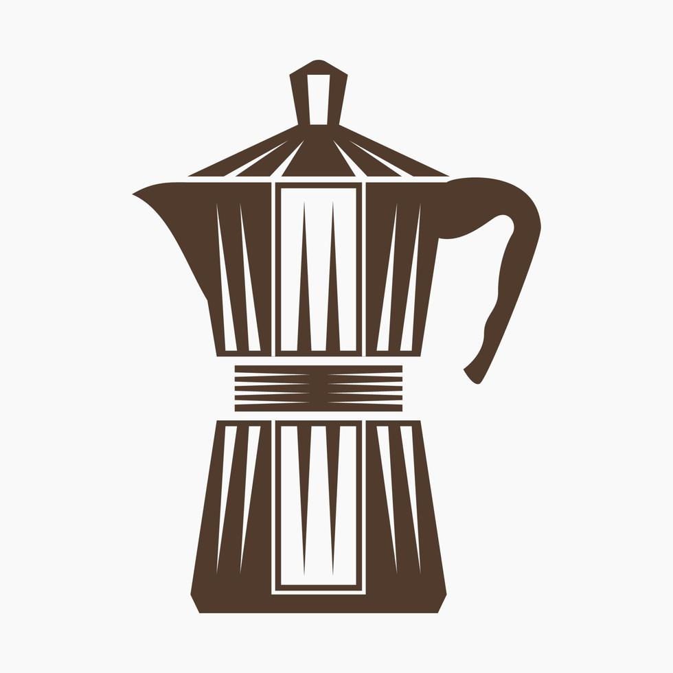 redigerbar isolerat vektor illustration av en mokapot kaffe bryggare i platt svartvit stil med brun Färg för Kafé eller företag produkt relaterad design