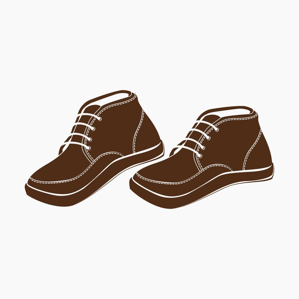redigerbar manlig läder skor vektor illustration i platt svartvit stil med brun Färg för mode relaterad design