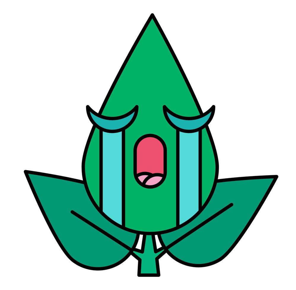 grön blad svår uttryckssymbol tunn linje ikon vektor