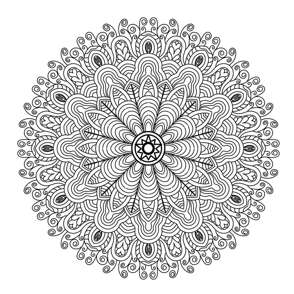 mandala färg bok. tapet design, bricka mönster, skjorta, hälsning kort, klistermärke, spets mönster och tatuering. dekoration för interiör design. vektor etnisk orientalisk cirkel prydnad. vit bakgrund