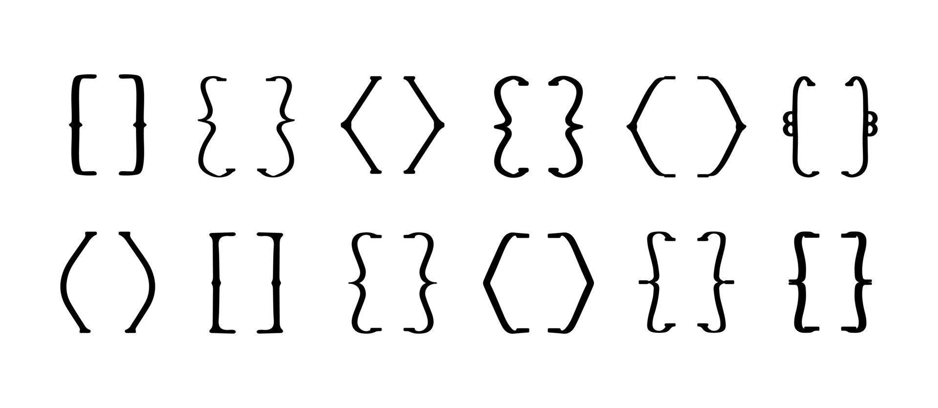 Schwarze geschweifte Klammern setzen Vektorillustration isoliert auf weißem Hintergrund vektor