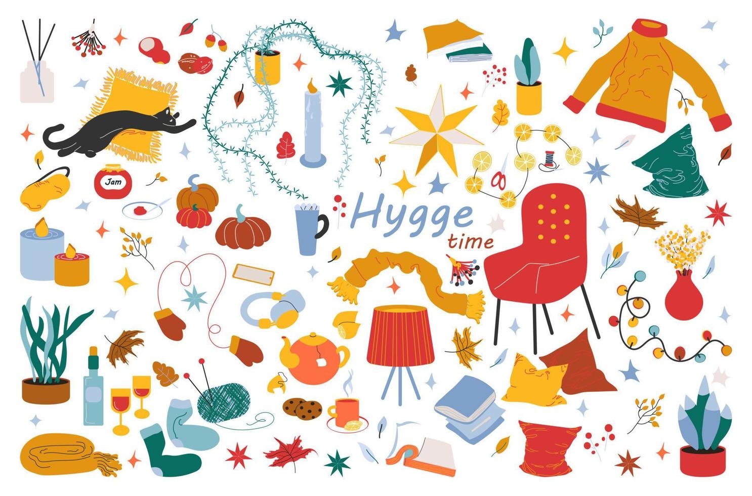 hygge tid höst och vinter- samling vektor illustration