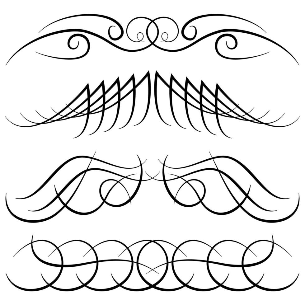 eine Reihe von dekorativen Vintage-Locken, Wirbeln, Monogrammen und kalligraphischen Rändern. Strichzeichnung Designelemente in schwarzer Farbe auf weißem Hintergrund. Vektor-Illustration. vektor