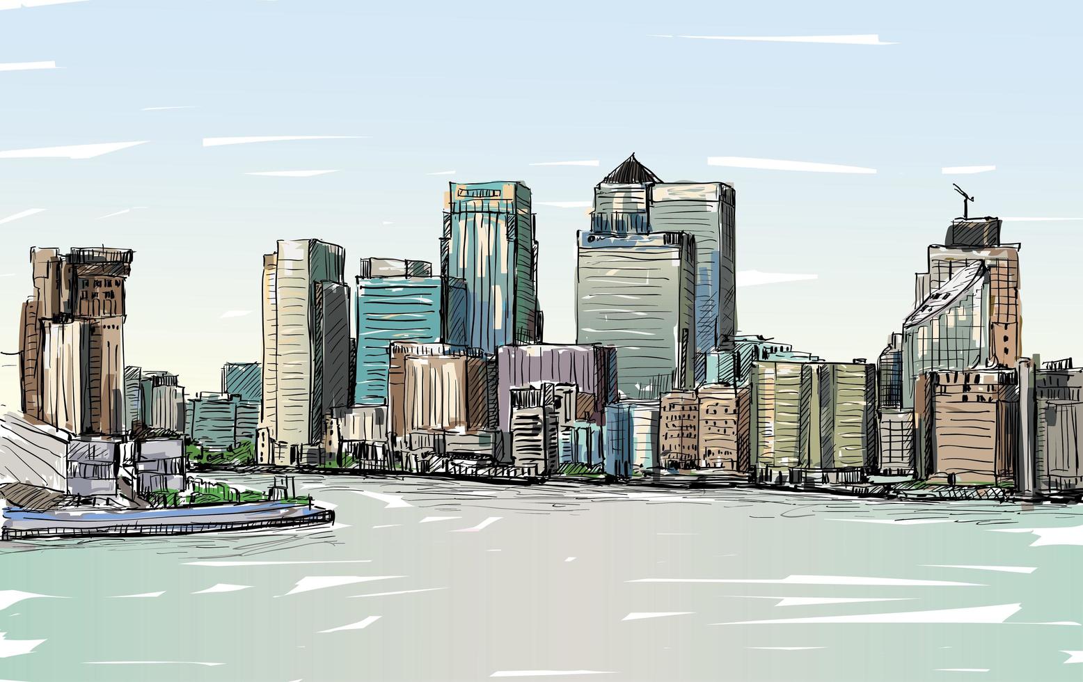 färgskiss av Londons stadsbild vektor