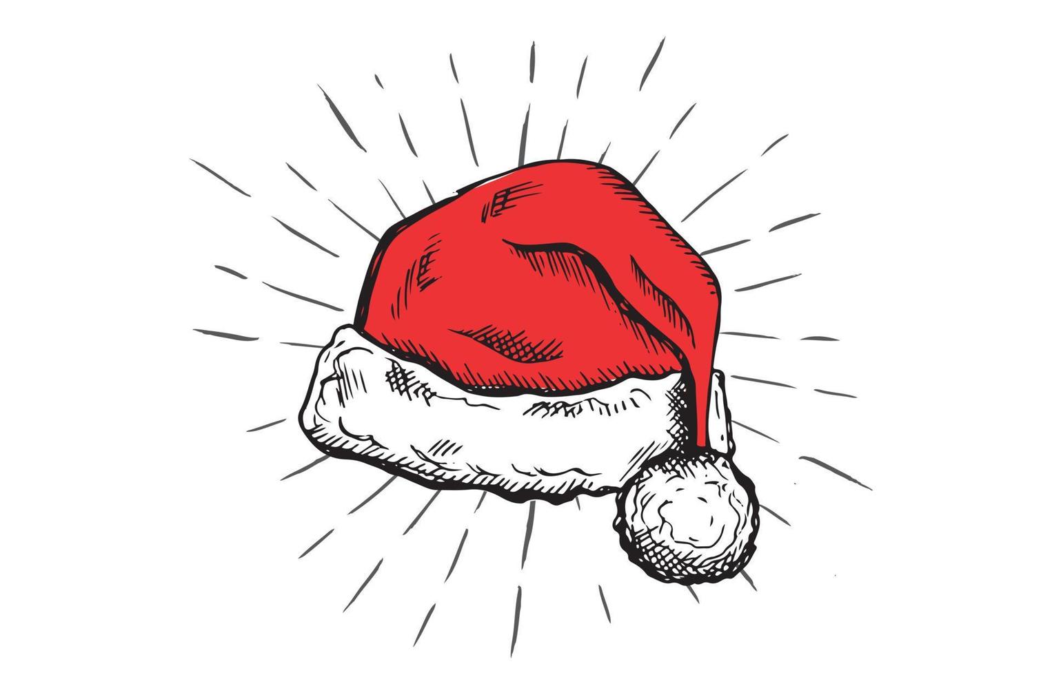 skiss av santa hatt handritad illustration vektor