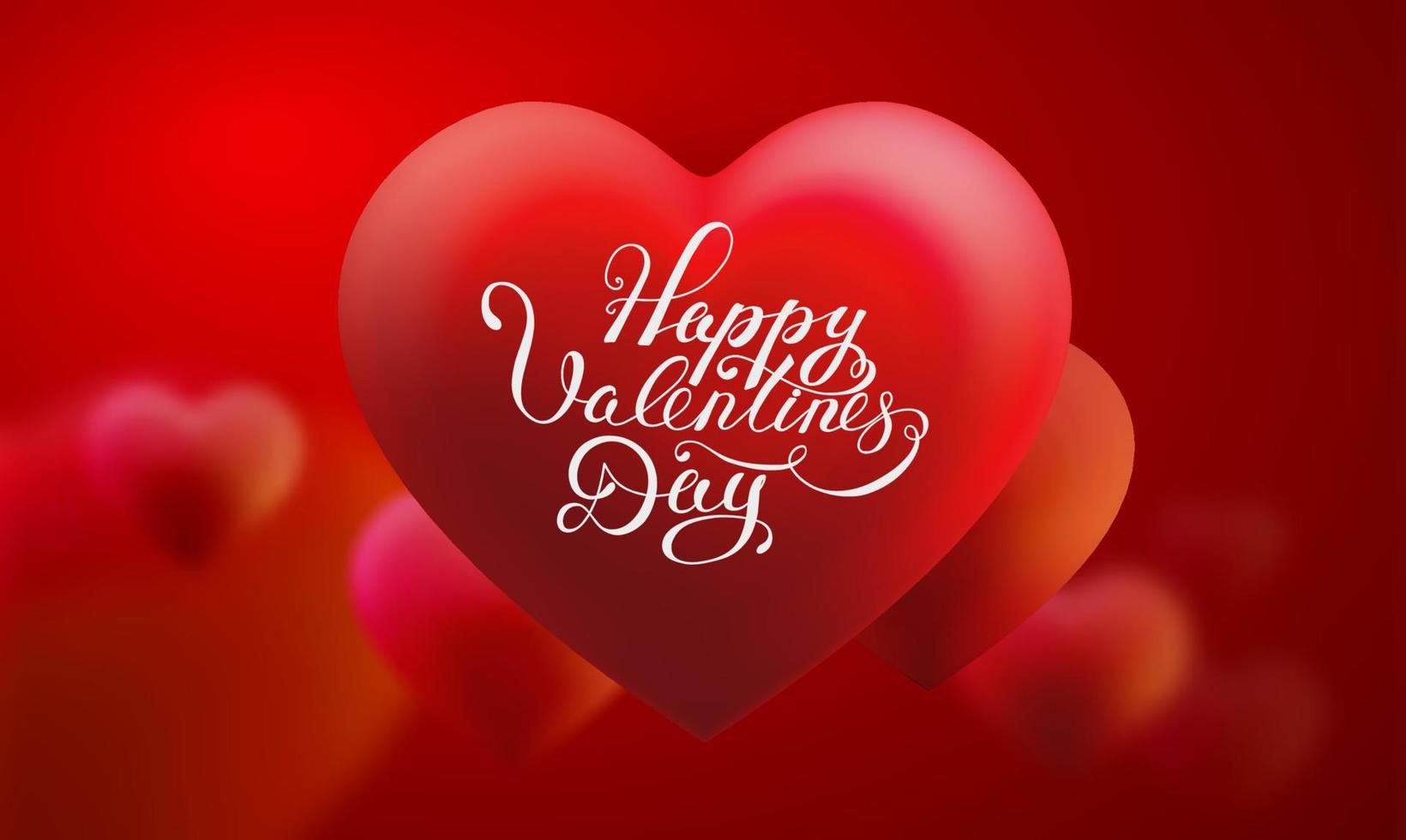 3D-Vektor-Herz mit Happy Valentines Day-Schriftzug. Vektor-Illustration. Liebe Herz Hintergrund. vektor