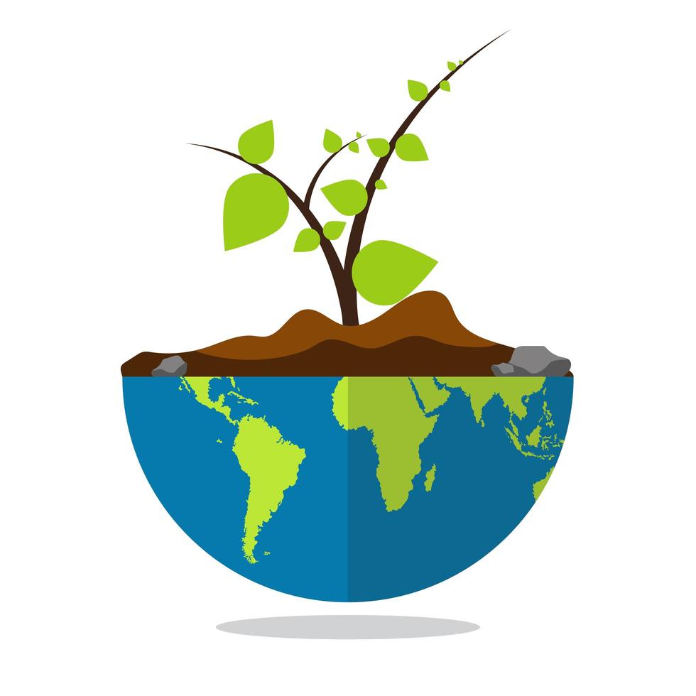 Planet Erde mit Pflanzenwachstum vektor
