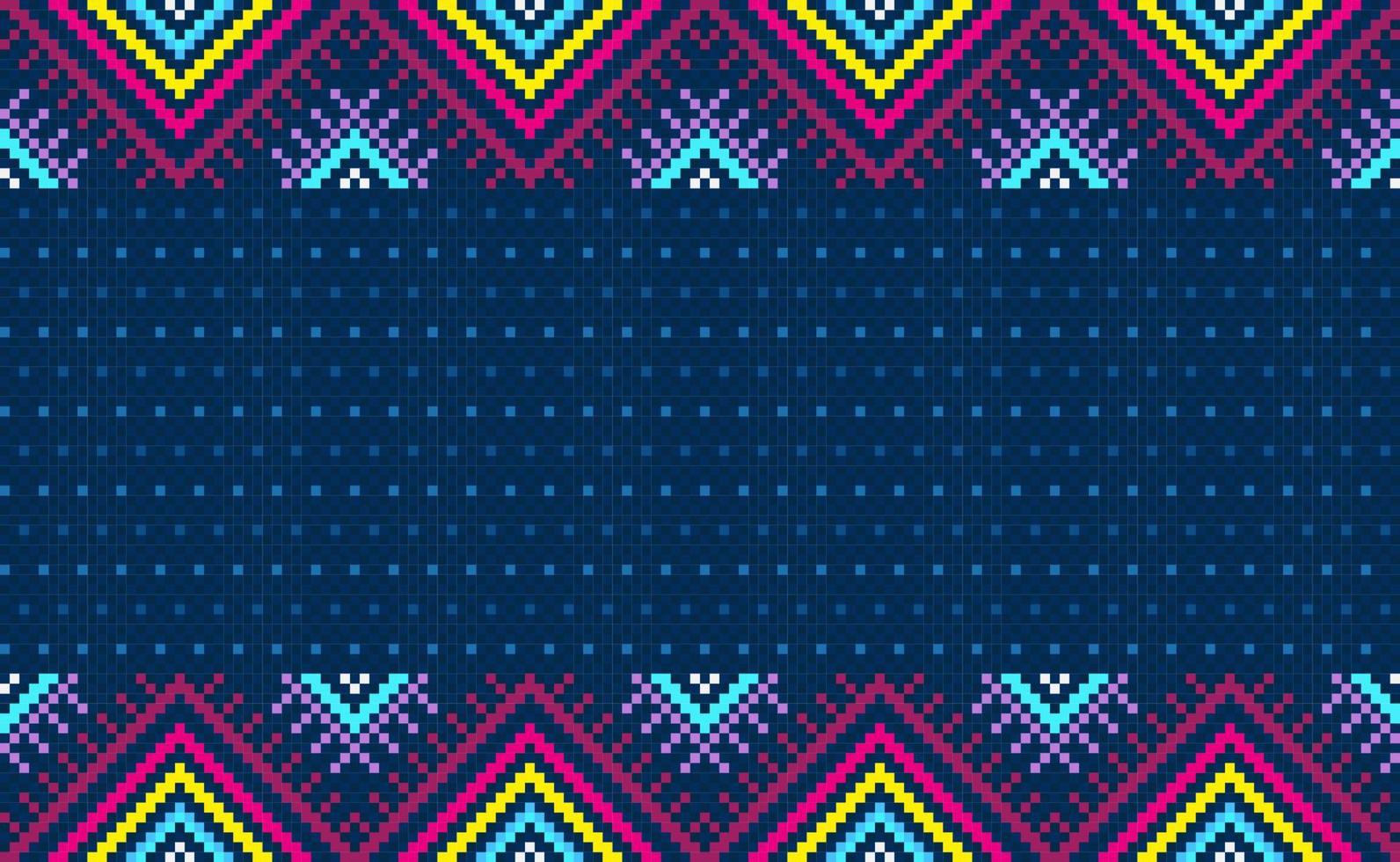 geometrisk etnisk mönster, vektor pixel årgång navajo stil, rosa och blå mönster sicksack- traditionell bakgrund