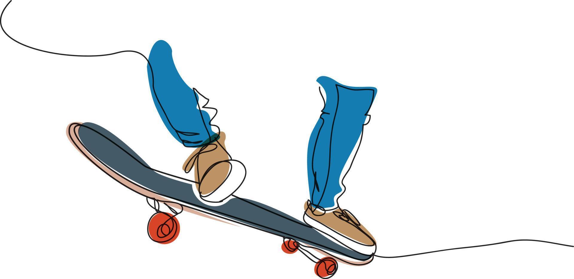 skateboard linje teckning illustration. vektor