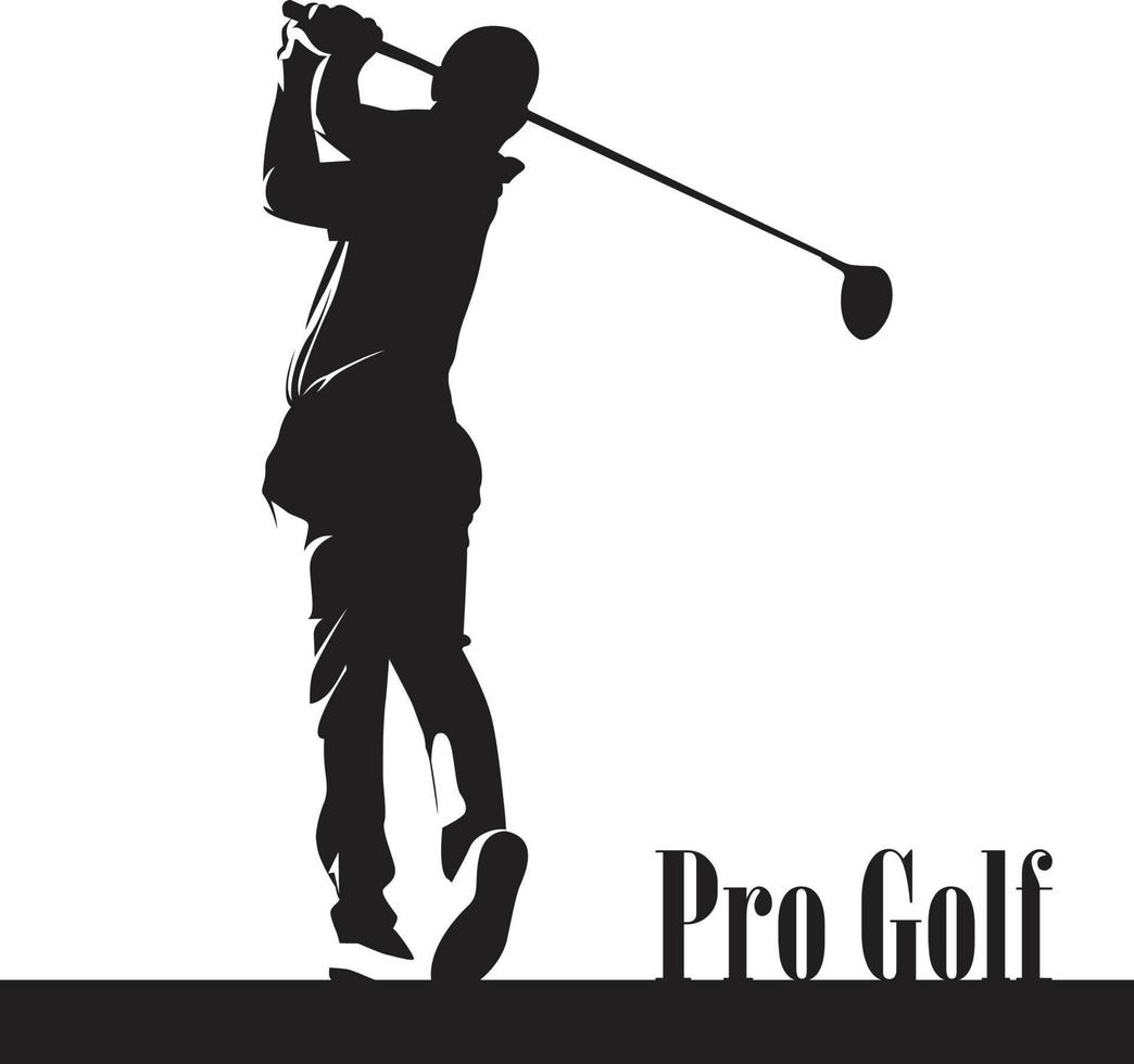 Pro-Golf-Gliederungssymbol-Vektorillustration, schwarze Farbe. vektor