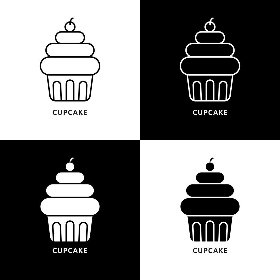 muffin logotyp. mat och dryck illustration. ljuv efterrätt ikon symbol vektor