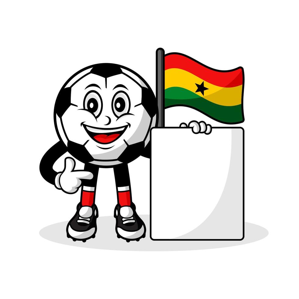 maskot tecknad serie fotboll ghana flagga med baner vektor