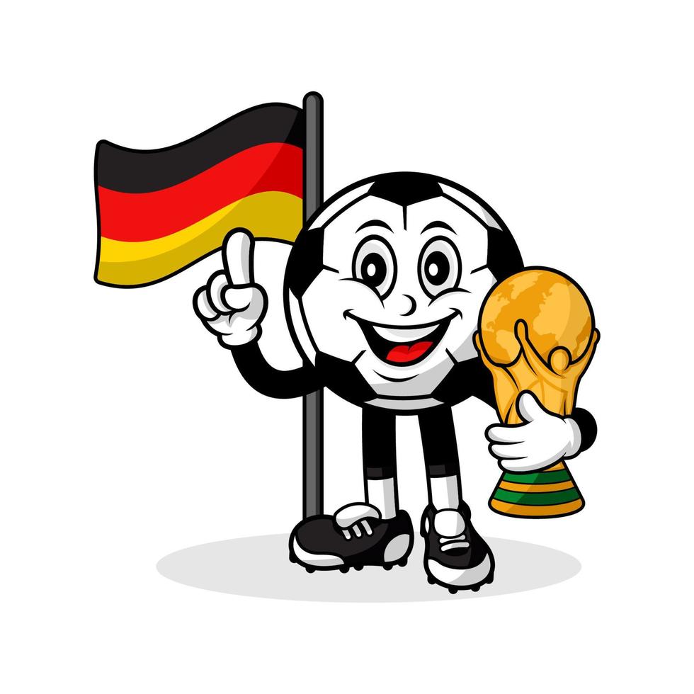 maskottchen cartoon fußball deutschland flagge mit trophäe weltsieger vektor