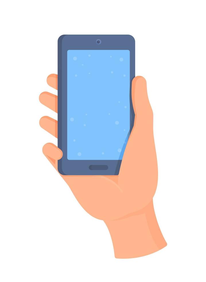 Eine menschliche Hand hält ein Smartphone. Vektor-Illustration eines Telefongesprächs. Anmeldebildschirm. vektor