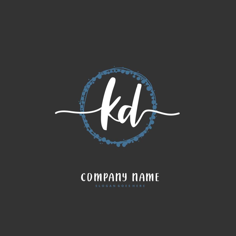 kd Anfangshandschrift und Signatur-Logo-Design mit Kreis. schönes design handgeschriebenes logo für mode, team, hochzeit, luxuslogo. vektor