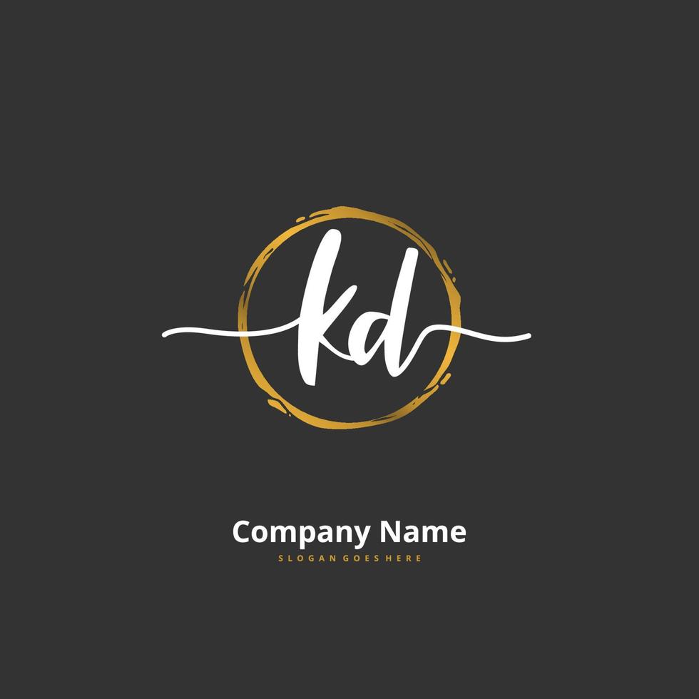 kd Anfangshandschrift und Signatur-Logo-Design mit Kreis. schönes design handgeschriebenes logo für mode, team, hochzeit, luxuslogo. vektor