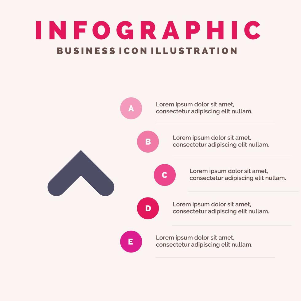 pil pilar upp tecken fast ikon infographics 5 steg presentation bakgrund vektor