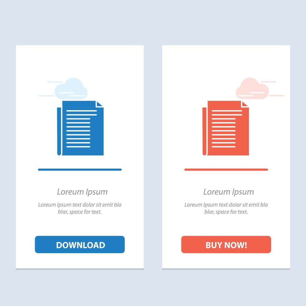dokument notiz bericht papier blau und rot jetzt herunterladen und kaufen web-widget-kartenvorlage vektor