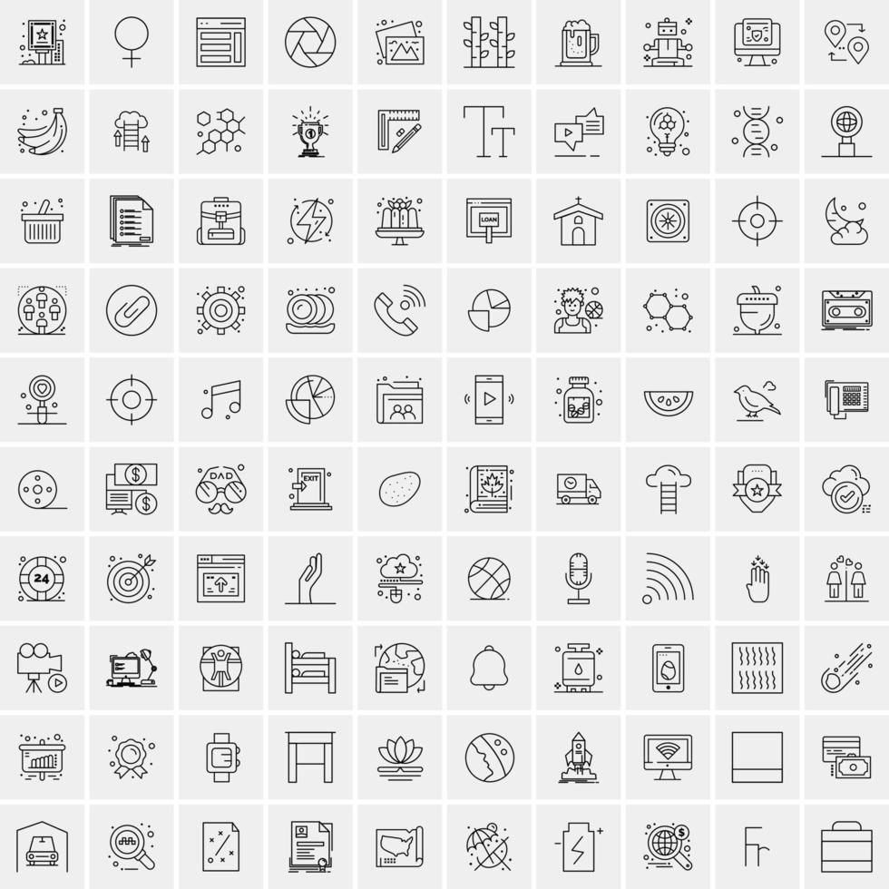 uppsättning av 100 kreativ företag linje ikoner vektor