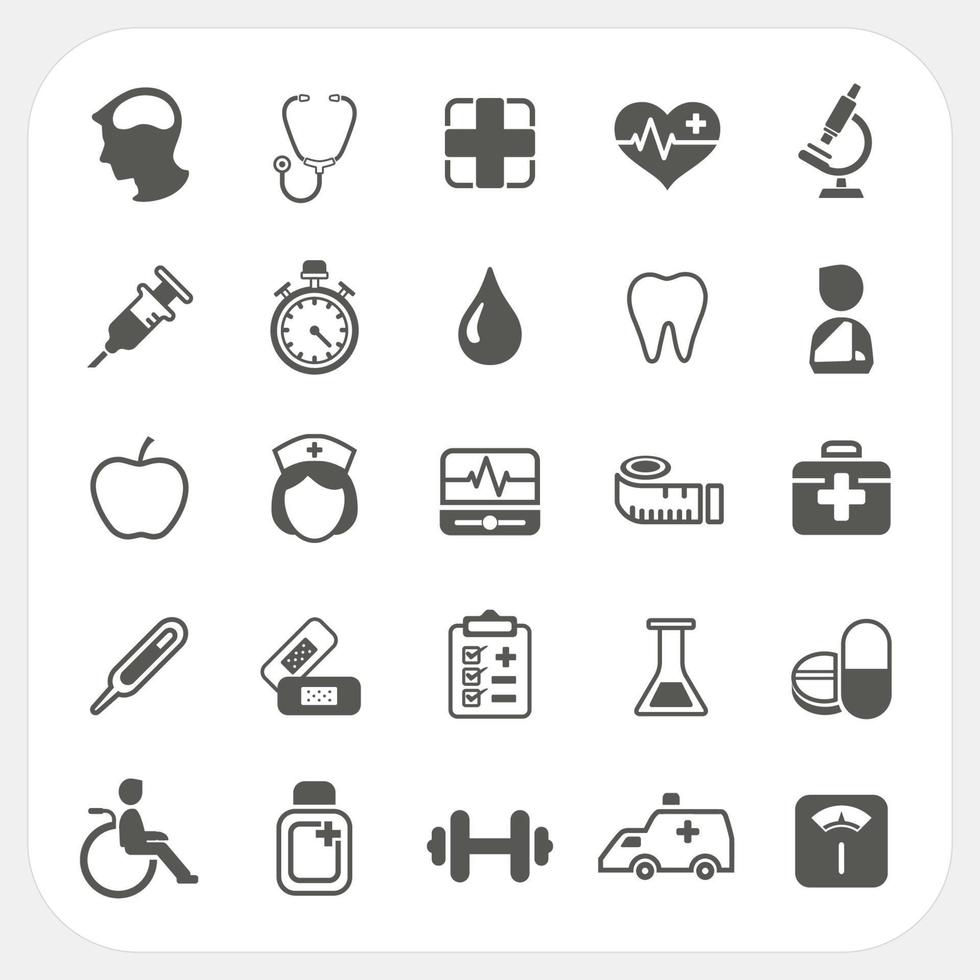 Symbole für Medizin und Gesundheit festgelegt vektor