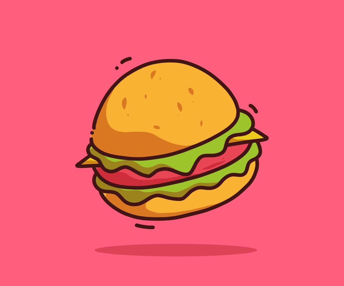 Cartoon-Burger-Symbol-Vektor-Illustration. isoliertes Vektorsymbol-Konzept. flacher Cartoon-Stil. vektor