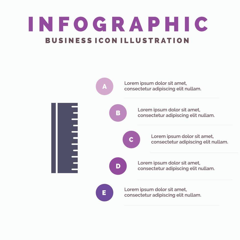 utbildning linjal skola fast ikon infographics 5 steg presentation bakgrund vektor