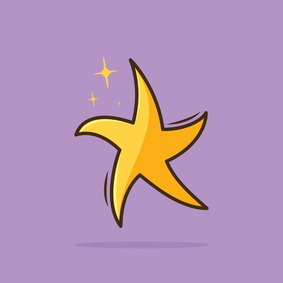 stjärna ikon i platt stil. form vektor illustration på lila isolerat bakgrund. geometrisk emblem företag begrepp.