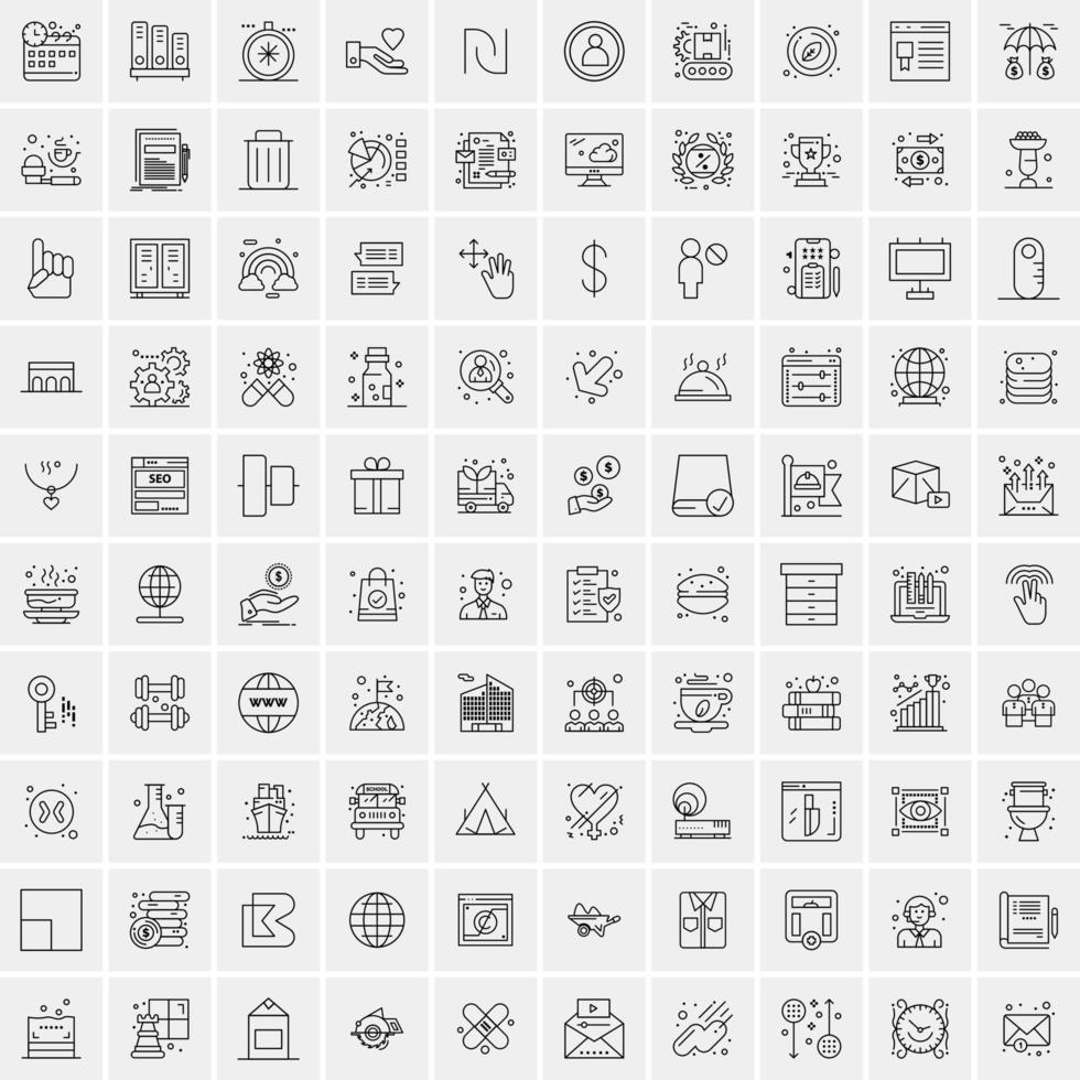 uppsättning av 100 kreativ företag linje ikoner vektor