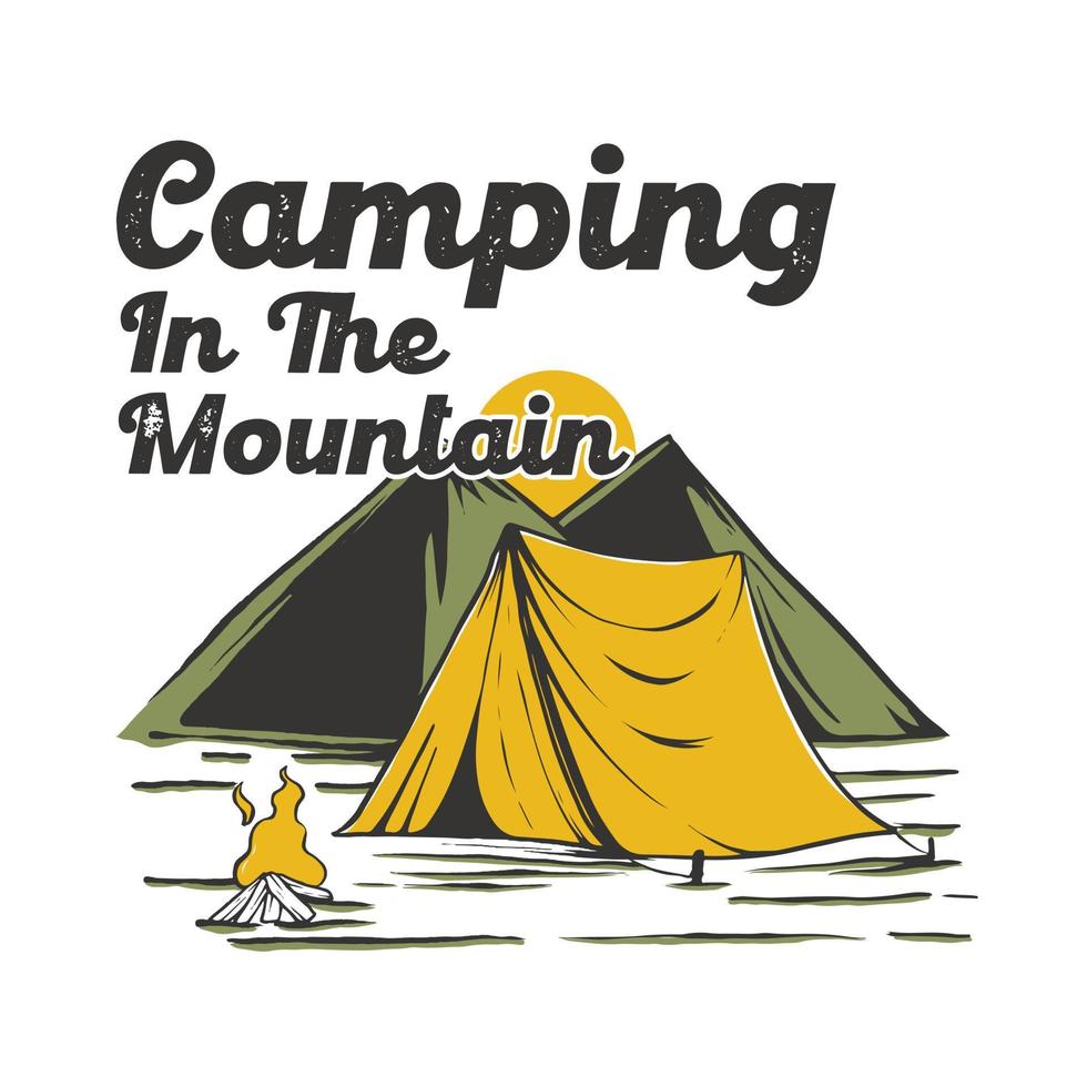 Camping in der Bergt-shirt-Designillustration vektor