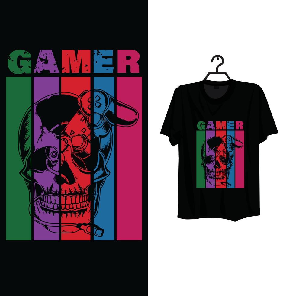 Vintage-Gaming-T-Shirt-Vorlagendesign. vektor